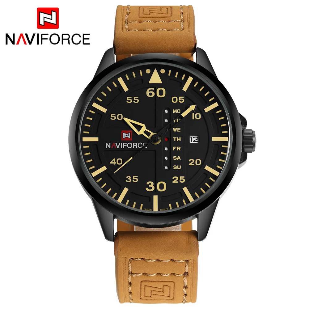 NAVIFORCE Luxury Brand Дата Японии Movt Квадратной Мужчины Кварцевые Casual Часы Армии Военные