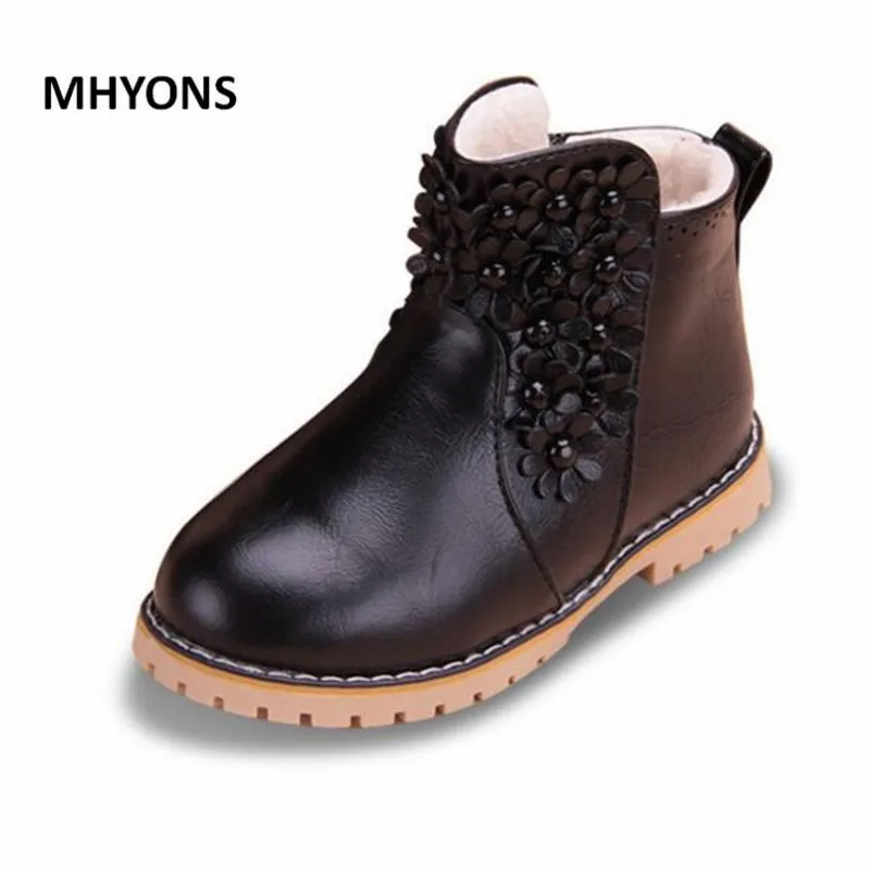 MHYONS/ модные ботинки для девочек детская обувь милые детские ботинки из искусственной кожи удобные мягкие ботинки martin для девочек Размеры 26-35