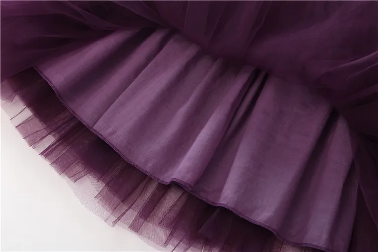 Мини юбка пачка для девочки однотонный бисер фиолетового цвета кружево Vestido 2019