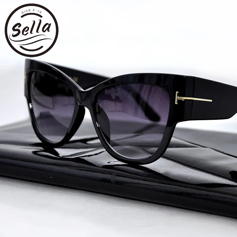 Sella винтажные негабаритные кошачий глаз солнцезащитные очки модные брендовые