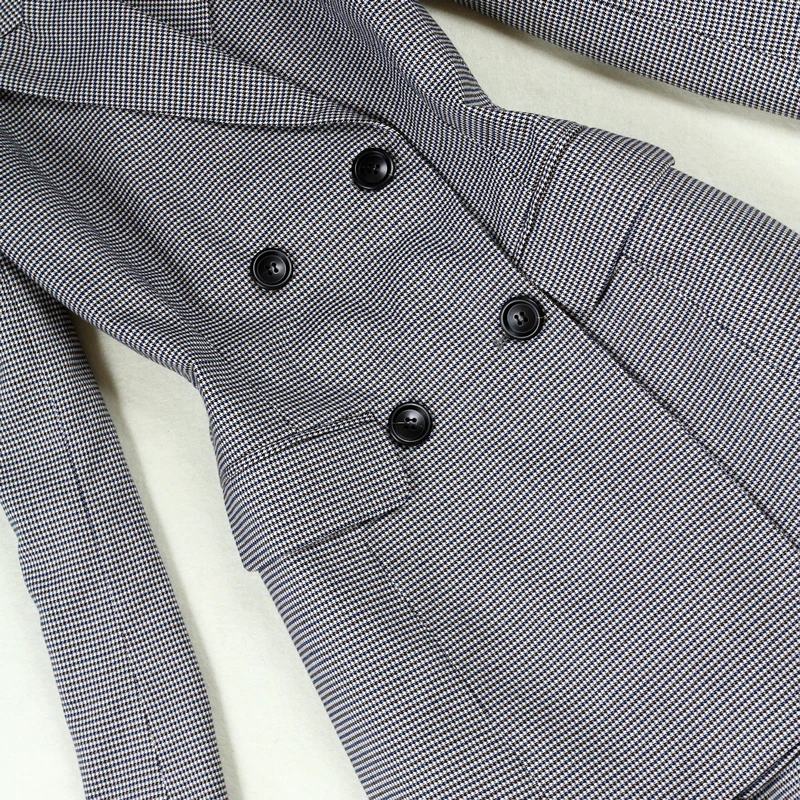 Женский весенний новый черный двубортный длинный костюм большие размеры + Прямые