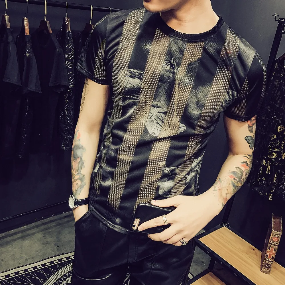 2019 новейшая полосатая футболка с забавным принтом мужские летние топы короткими