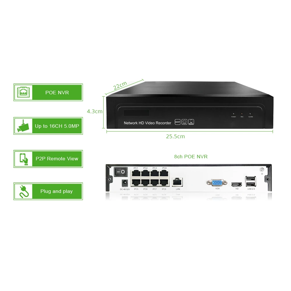 8ch 5MP POE аудио комплект H.265 системы видеонаблюдения безопасности NVR до 16ch 5MP Крытый ИК IP камера видеонаблюдения Видео DIY G. Craftsman