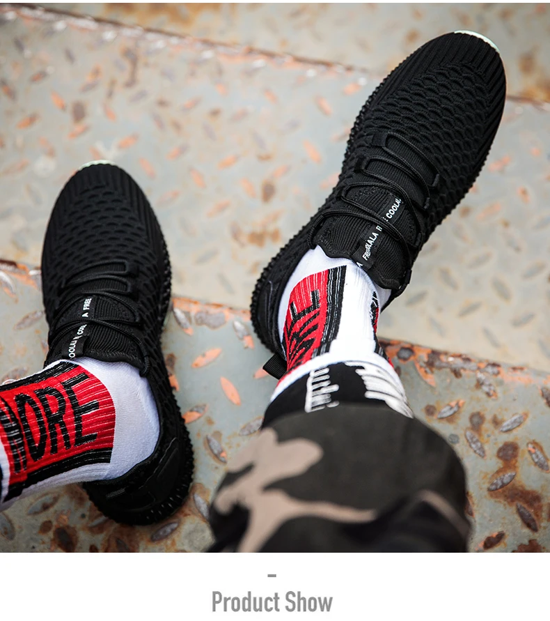 KJEDGB Новинка Flyknit высококачественные мужские кроссовки однотонные черные, красные, серые модные мужские туфли повседневные мужские теннисные кроссовки для взрослых