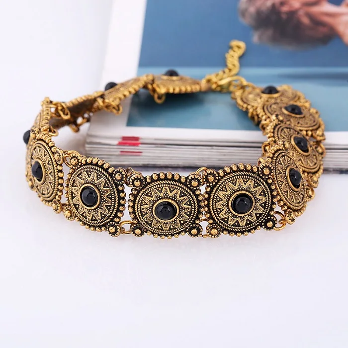 Gold black LZHLQ Горячая Бохо Воротник Колье Цепочки и ожерелья, украшения для вечеринок, украшения для Дамская Мода Винтаж этнический стиль, бохо колье ожерелье - Окраска металла: Gold black