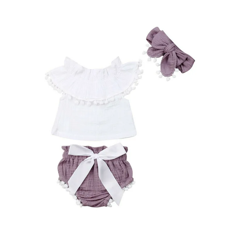 

Newborn Infant Baby Girls Clothes Ruffle Tops Shorts Summer Cotton Linen Outfit