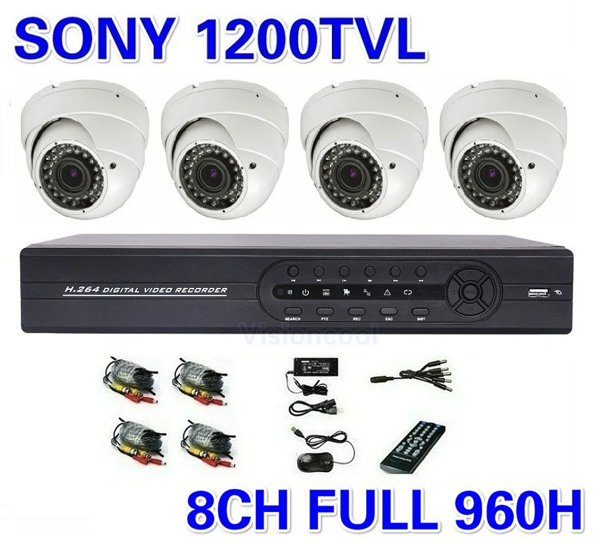 Sony 1200TVL с переменным фокусным расстоянием 8 8-канальный полный 960 H видеонаблюдения