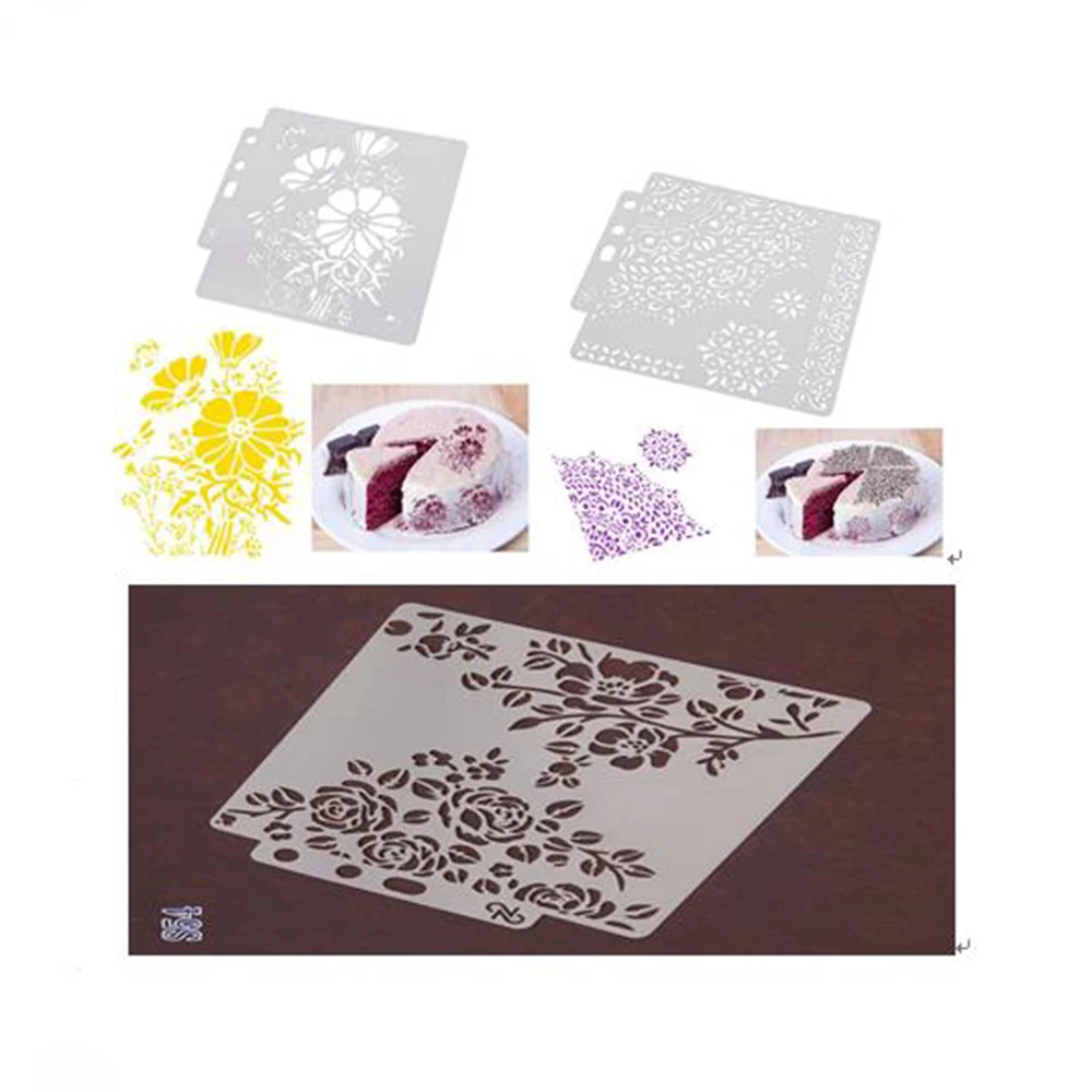DIY Пластик торт Трафареты цветок Кофе спрей форма для торта на день рождения
