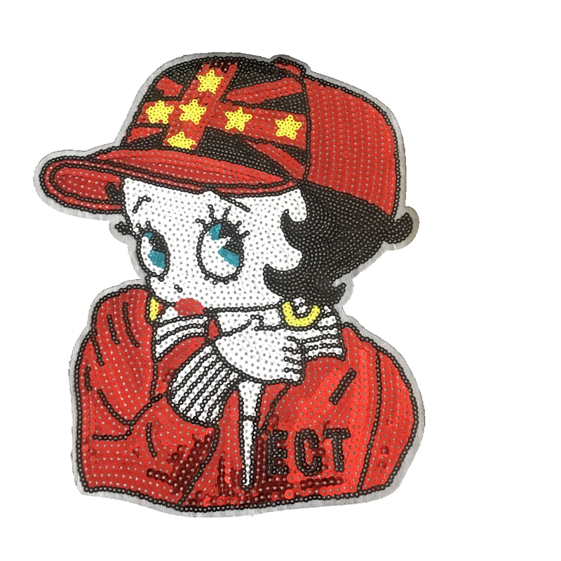 B 2 шт./партия, модная одежда Betty Girl, расшитая блестками, пришивная железными нашивками, fpr, одежда, большие блестки, женские нашивки, шитье, сделай сам, украшение, новинка - Цвет: B