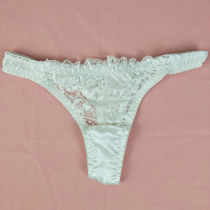 Горячая Распродажа сексуальные женские кружевные стринги из 100% шелка трусики с