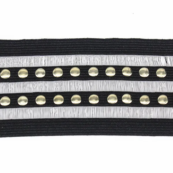 59 мм черная эластичная стрейч-лента с бусинами отделка в стиле стимпанк лента для