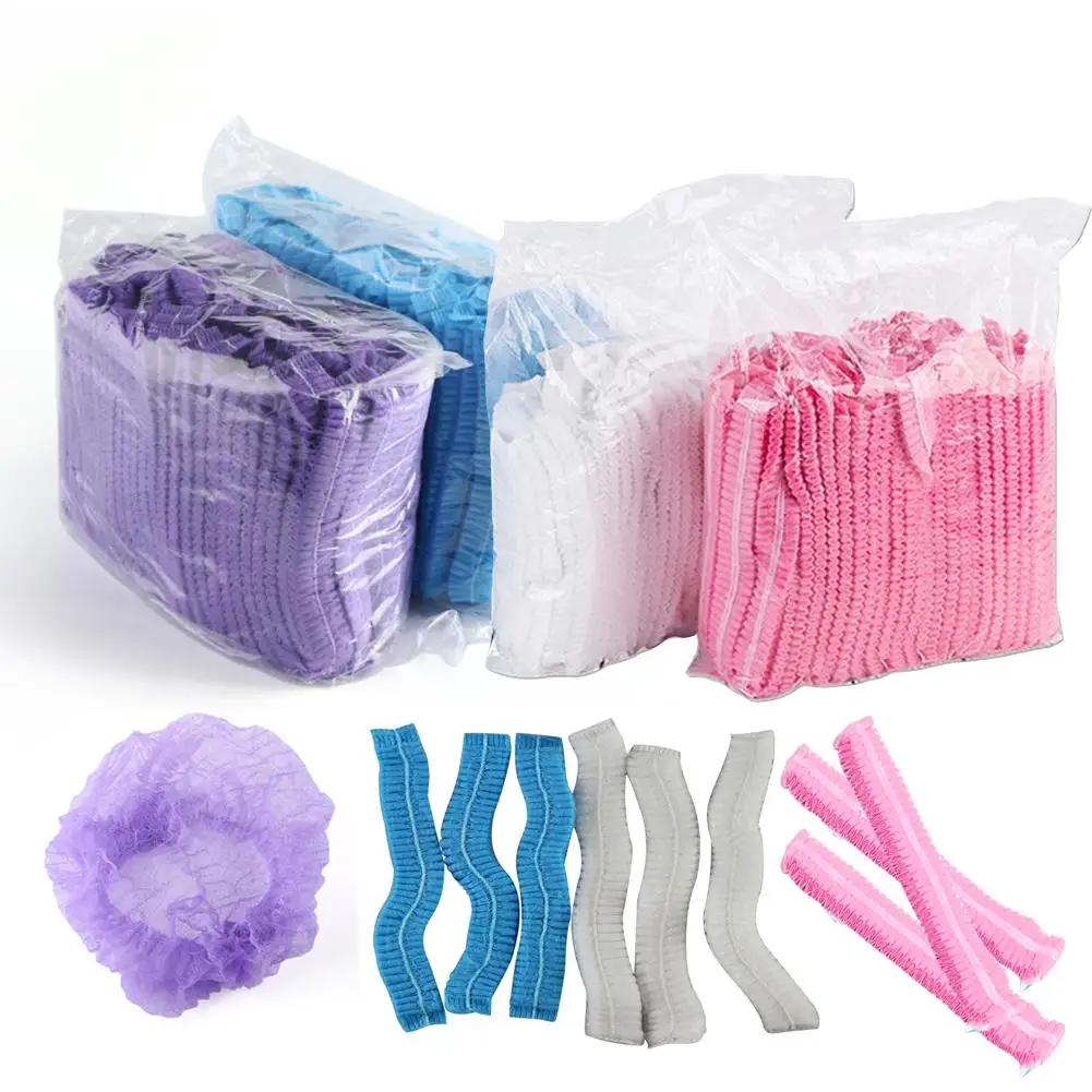 100pcs/bag Disposable Hair Net Caps Sterile Hat For Eyebrow Tattooing and hairdressing bathing cleaning Non-woven Dust-proof W |
