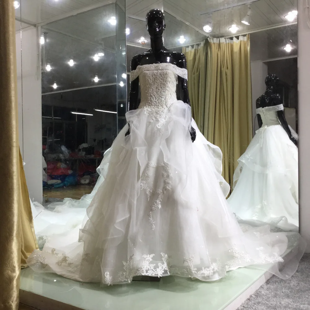 2017 Vestido De Noiva Лодка шеи реальное изображение свадебное платье без рукавов