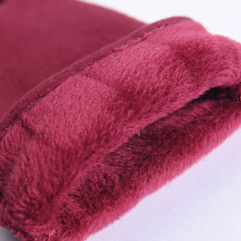 2018 новые плюшевые женские винтажные теплые хлопковые кожаные перчатки с