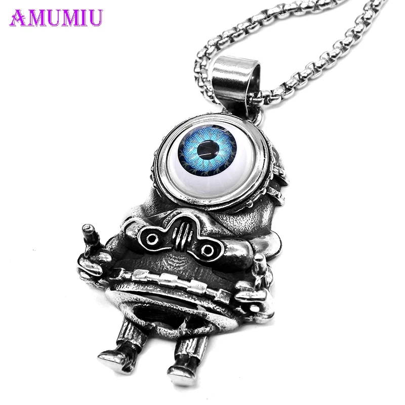 AMUMIU турецкий символ голубые глаза робот игрушка Цепочки и ожерелья Кулон из