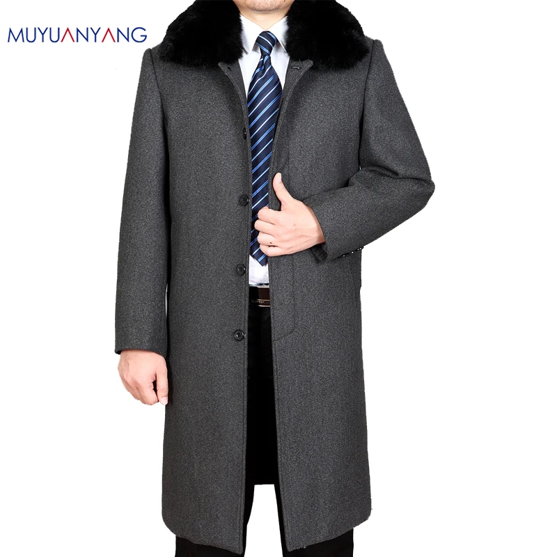 Мужская шерстяная куртка Mu Yuan Yang повседневная удлиненная размера плюс XXL XXXL 50%