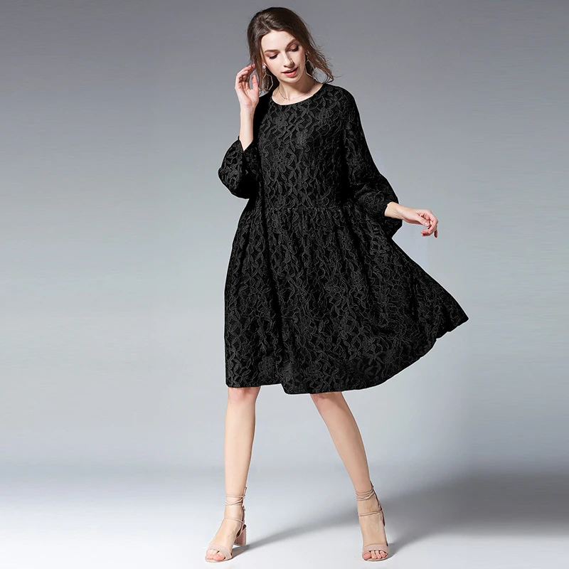 

Women Summer Dress 2018 new woman Lace black pink Spring sexy hollow out plus size dress female oversize party loose dresses