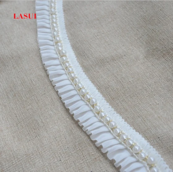 LASUI 3 размера = 1 партия 5 см 3D белый искусственный жемчуг лента шифоновая кружевная