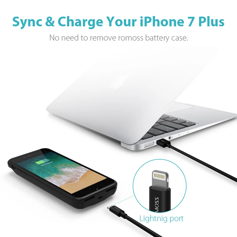 Чехол для аккумулятора Romoss 8000 мАч iPhone 6/7 Plus внешний аккумулятор чехол зарядки