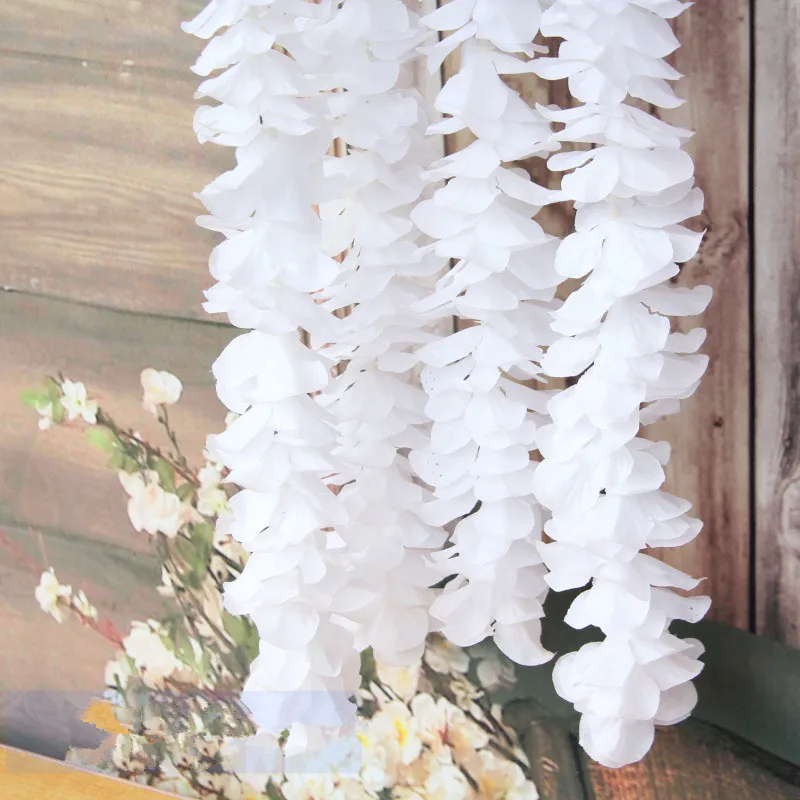 Koop Elegante 100 Cm Elke Snaar Witte Bruiloft Benodigdheden Orchideeën Bloem Wijnstok Mode Wisteria Garland Party Tuin Decoratie 500Pc