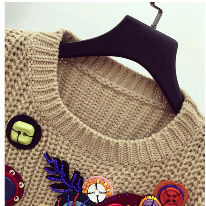 OMCHION Autumn 2017 Batwing Sleeve Sweater Women Tassel Button Beading Sequins Pullover Christmas Wave Knitwear JMY60 | Женская одежда