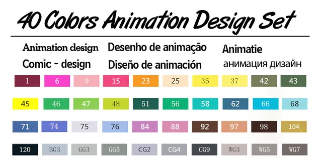 40 Animation Set TOUCHNEW лазерный маркер 30/40/60/80 Коло картины художника манга маркерных ручек лучше всего подходит для манга двойной головой эскиз на спиртовой основе маркер-кисточка - Цвет: 40 Animation Set