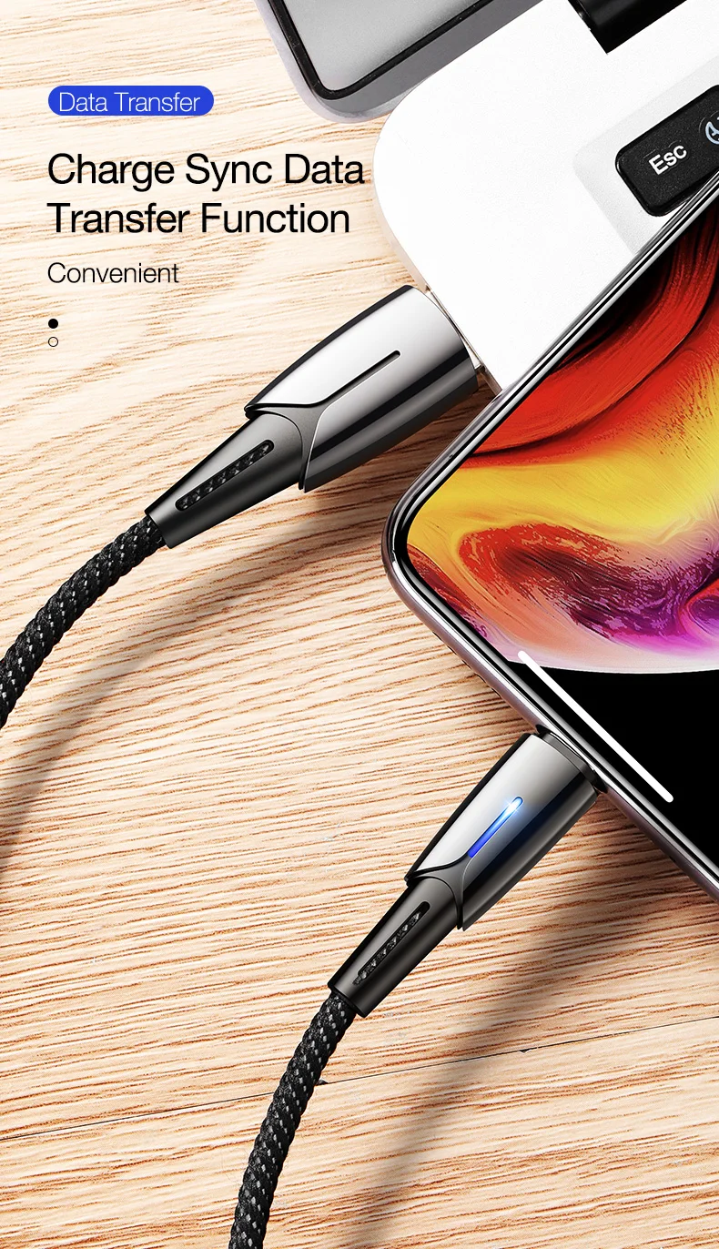 Cafele 2.4A Быстрая зарядка USB кабель для iPhone 11 Pro Max Xr X XS Max автоматическое отключение светодиодный светильник кабель для iPhone XSMAX IOS 12 10