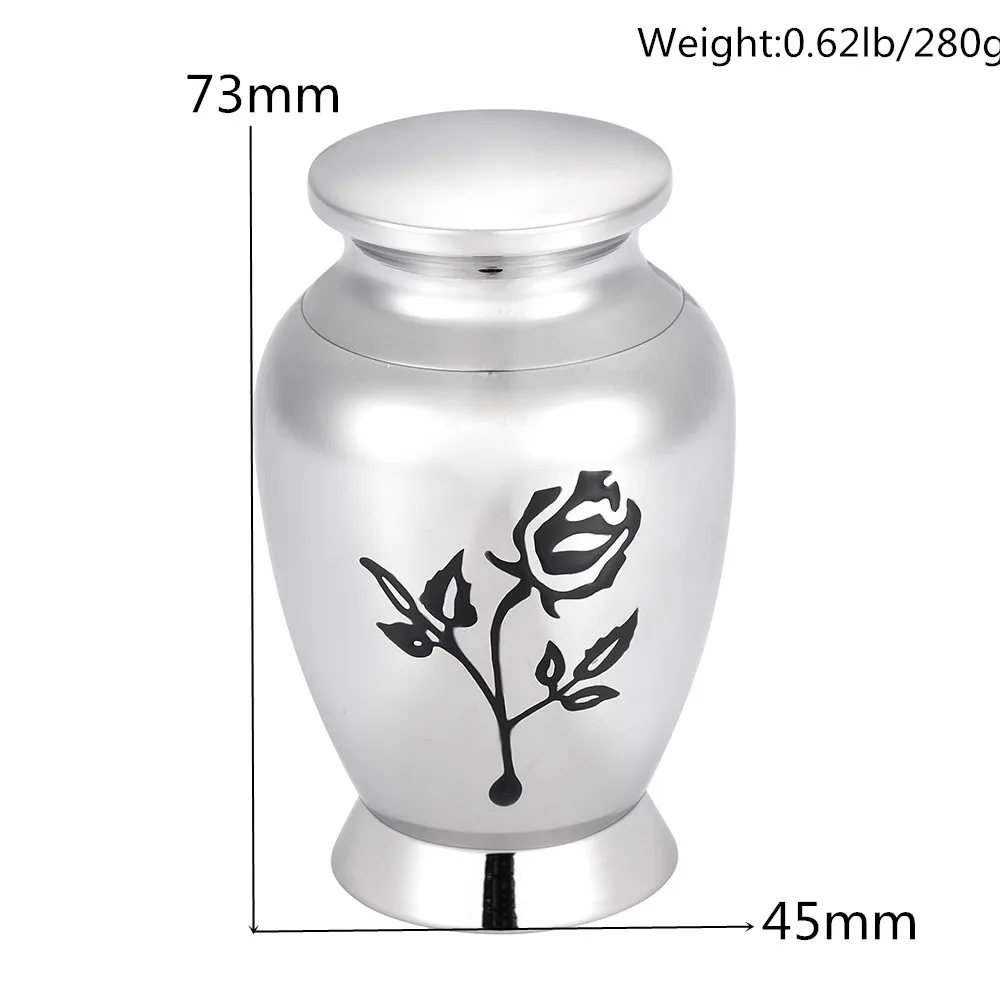

Rose Flower Print Engraveable Metal Mini Cremation Urns 316L Stainless Steel Adult&Pet Memorial Funeral Ashes Keepsake Urns
