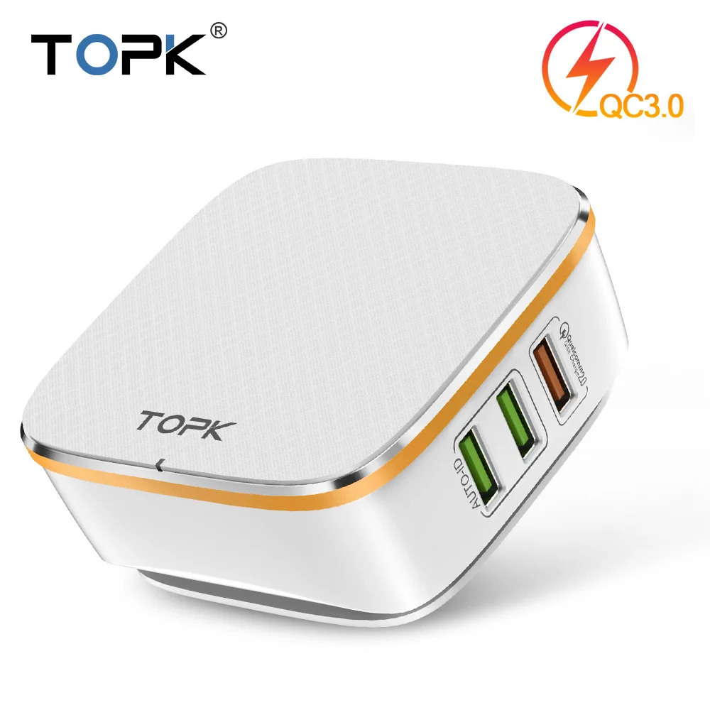 TOPK 35 Вт Quick Charge 6 Порты и разъёмы USB Зарядное устройство Европа США Великобритания