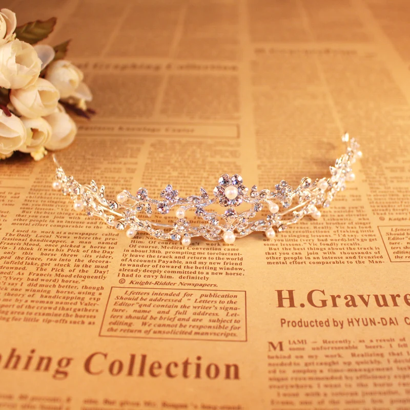 SLBRIDAL винтажная красивая Хрустальная Стразы с жемчужинами и цветами свадебная