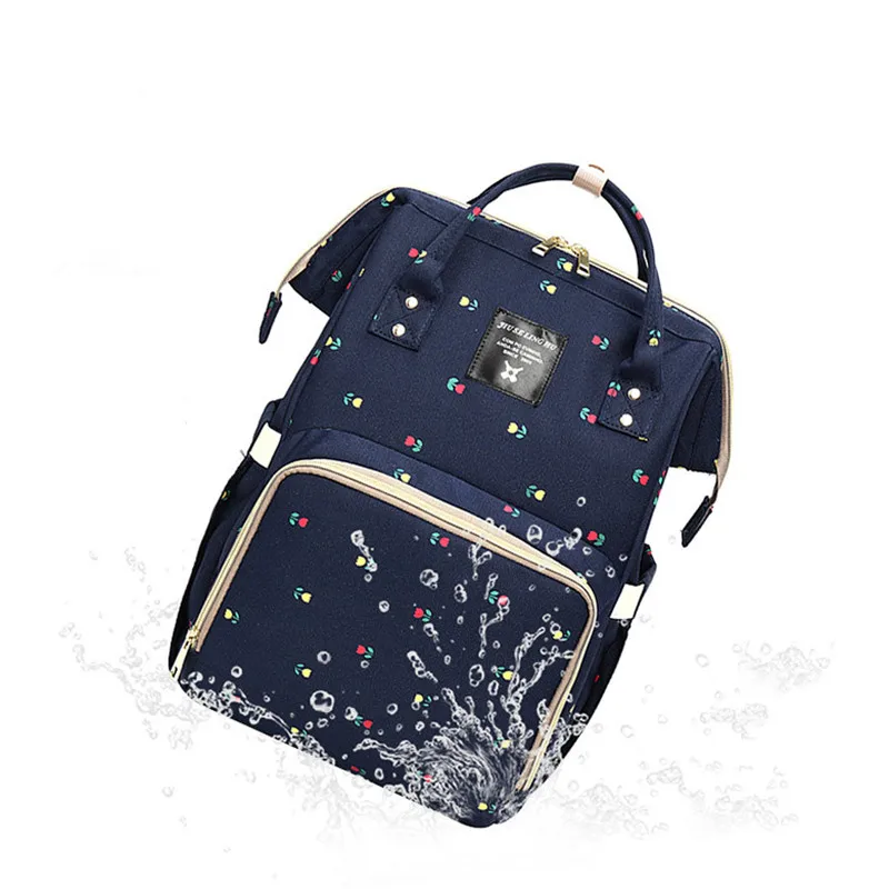 

Mummy&Baby Outdoor Diaper Change Backpack With Key Chain 2 Colors Korean Flower Printed Zipper Loadable Handle Oxford Material