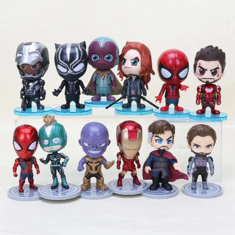 Высота каблука 10 см 6 шт./компл. Marvel игрушки Мстители завершающей thonas Доктор Странный Человек-паук фигурка капитан Марвел Кэрол Дэнверс модель куклы - Цвет: 12pcs per set