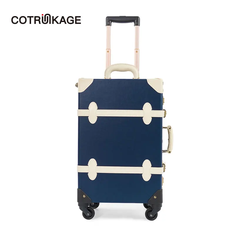 COTRUNKAGE 20 &quot 26&quot Ретро PU кожаный винтажный чемодан Дамский мужской на колёсиках