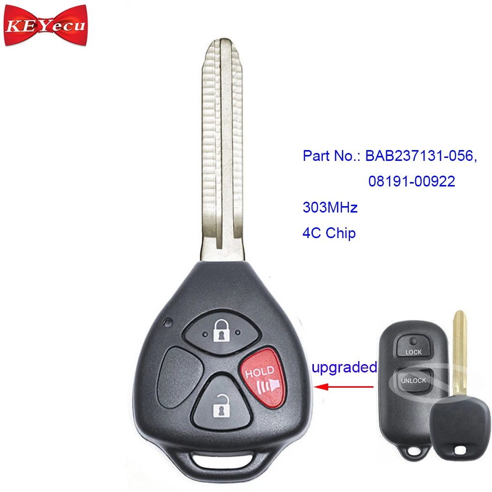 KEYECU for Toyota Avalon Camry Corolla Sienna Tacoma Modified Remote Control Car Key Fob 303MHz BAB237131-056 | Автомобили и