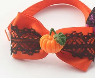 Ручная работа Хэллоуин Тыква украшения кружева лента галстук бабочка для собаки