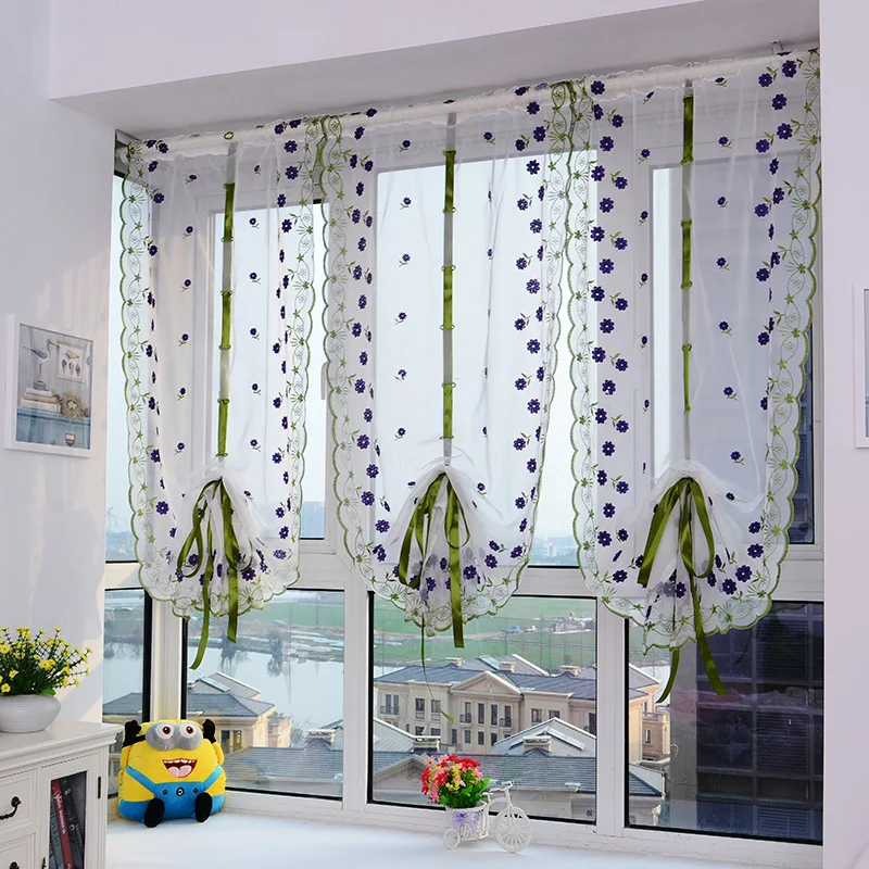 80 см ширина вышитая газовая вуаль отвесные римские шторы скрининг на окна для