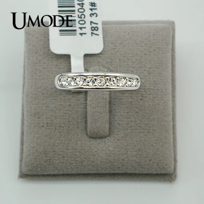 UMODE Обручальное кольцо с покрытием из белого золота и 9 драгоценными камнями