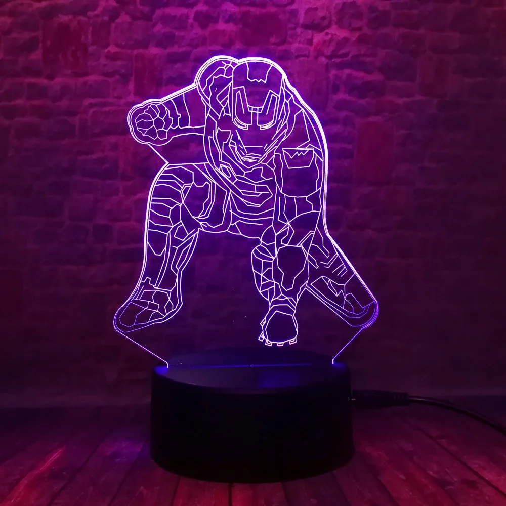 Marvel Hero железный человек 3D фигурка ночник светодиодная лампа для видения 7 видов