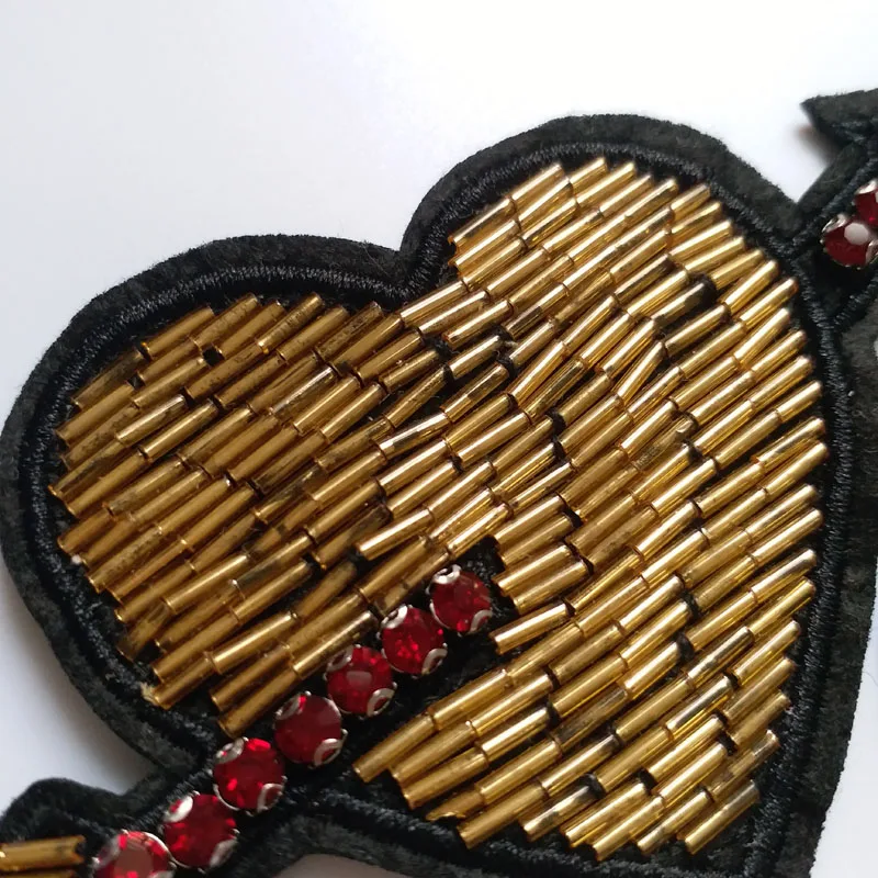 2 шт./компл. нашивки с бусинами в форме сердца мечом для одежды блестки Стразы