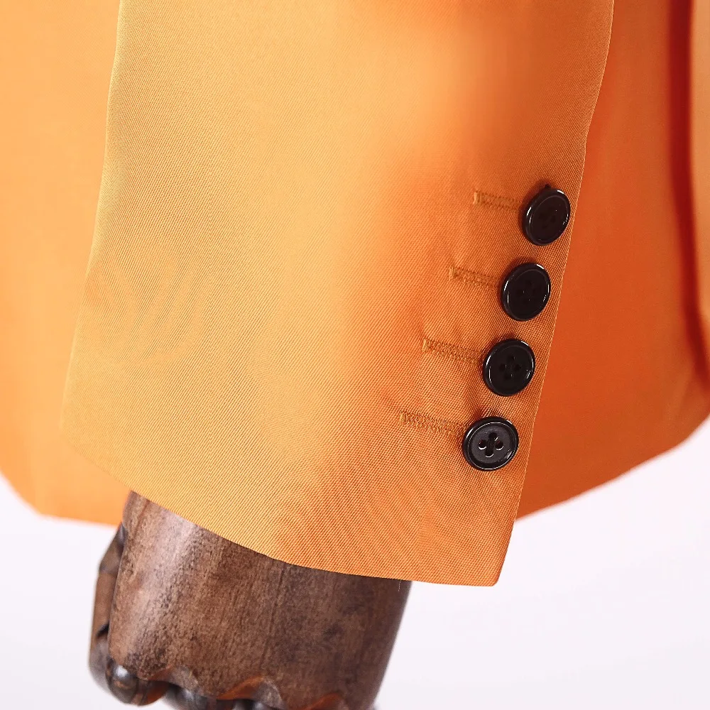 Новинка 2018 брендовые оранжевые смокинги для жениха двубортные свадебные костюмы