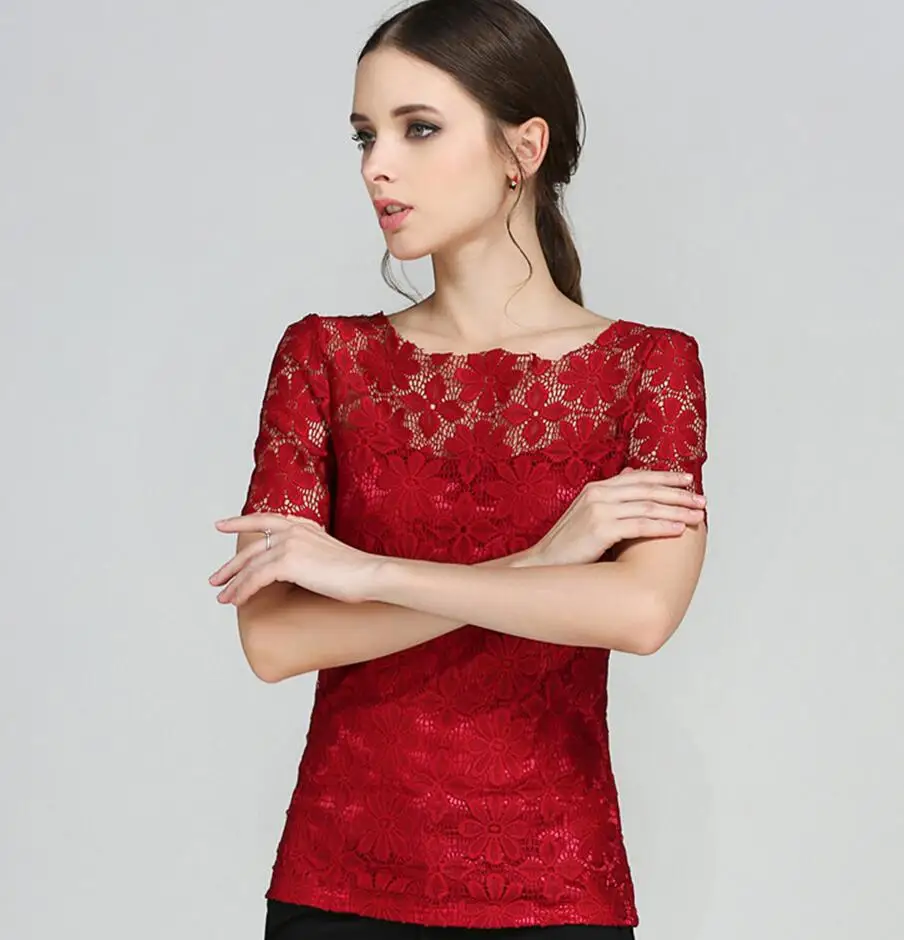 Кружевная рубашка размера плюс, женская одежда, Blusas Femininas, рубашки, модные женские топы с коротким рукавом, женская вязаная футболка, Топ 5XL