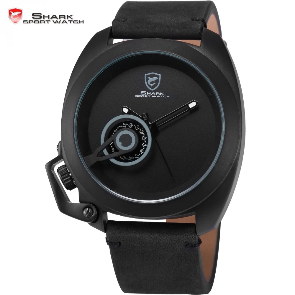 Tawny Shark Sport Watch Black Special Date Classic Design Leather Band Military Quartz Men Clock Relogio Masculino /SH447 | Наручные часы
