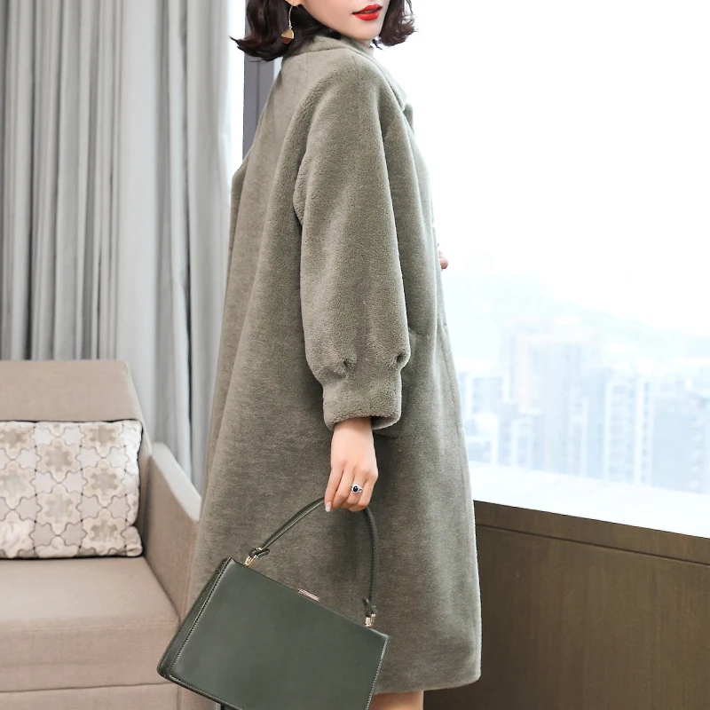 2018 New Women's Winter Real Fur Coat Sheep Sheared Wide-waisted Outer Granules One In The Long Thick Warm Jacket LB138 | Женская