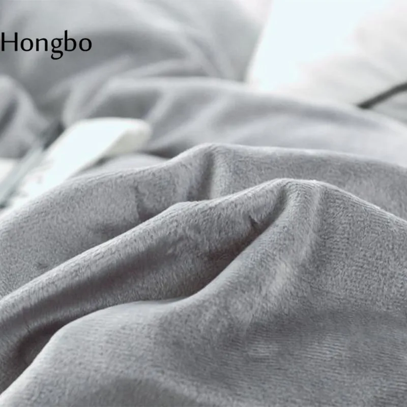 Hongbo зимнее теплое серое белое Полосатое стеганое одеяло с кристаллами фланелевый набор постельных принадлежностей пододеяльник набор новых постельных принадлежностей