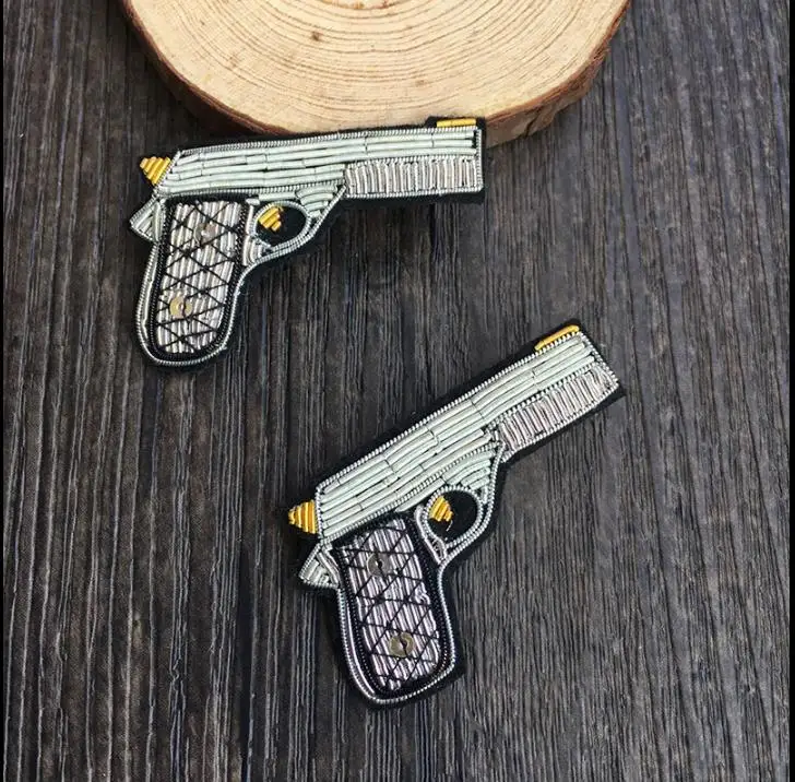 Gun Rose Emboridered Patch Brooch Indian Silk Wire Handmade Embroidered Badge Fabric Fashion Clothing DIY Craft Supply | Дом и сад