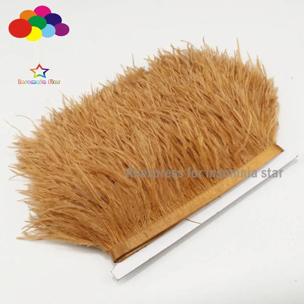 

Ochre Colors Ostrich Feather Ribbon Trimming Fringe Width Ribbons Available for Dress Sewing