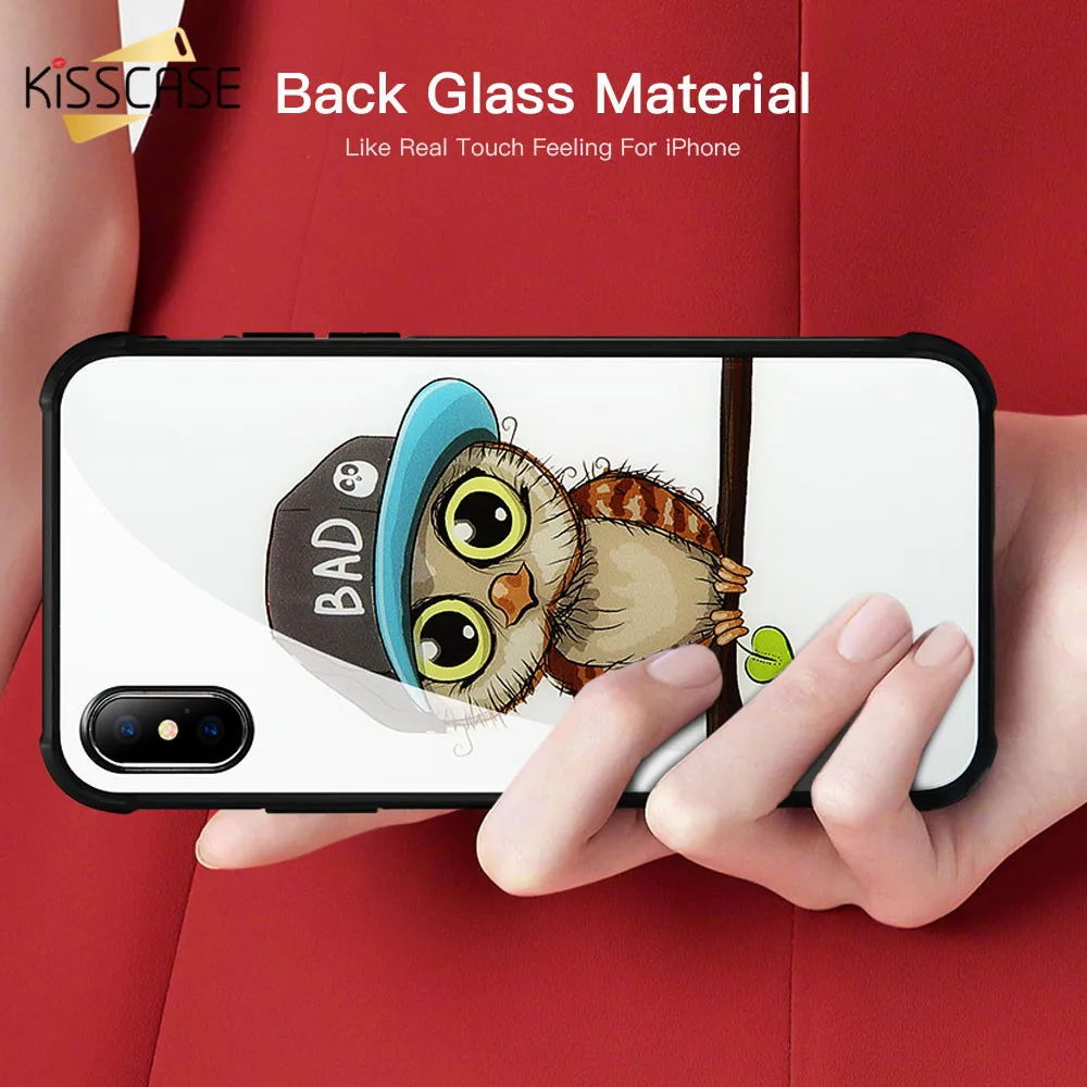 KISSCASE чехол из закаленного стекла для телефона iPhone X Жесткий силиконовый бампер 6 6s