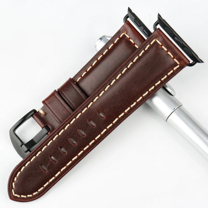 MAIKES Watch Accessories Genuine Leather For Apple Watch Band 42mm 38mm iWatch 4 Apple Watch Strap 44mm 40mm Series 1 2 3 4 5