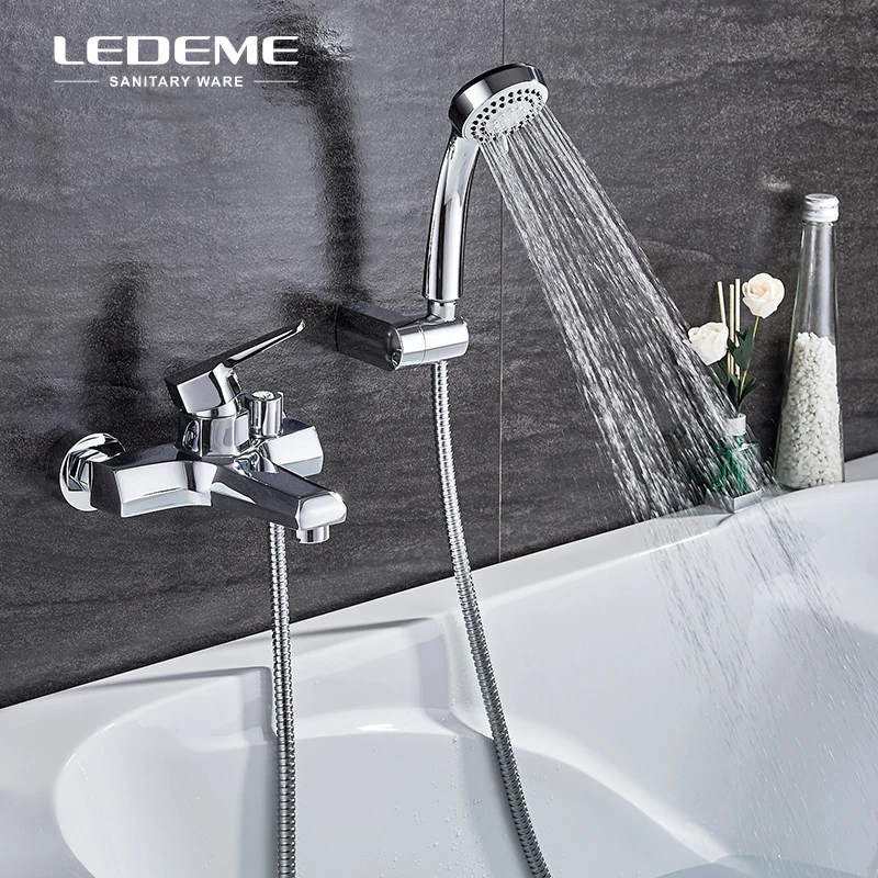 LEDEME ванна кран водопроводный смеситель настенный круглый 3 режима душевая