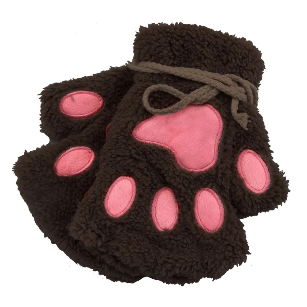 Kawaii/зимние перчатки с милым мультяшным котом толстые пушистые варежки Bear'S